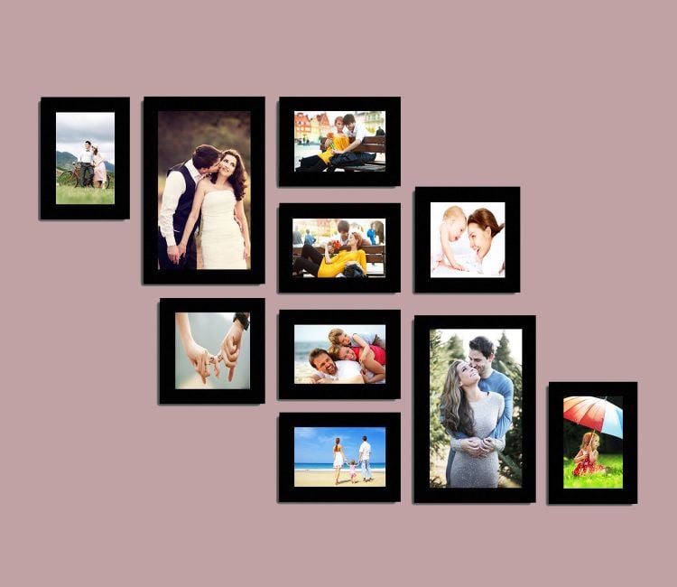 Family Photo Frame Design - Black Wall Photo Frame - Set of 11