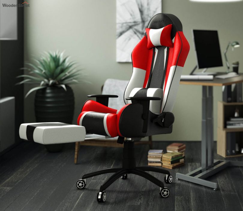 ASE Gaming Gold Series with Footrest Ergonomic Multicolor Gaming Chair 180 Degree Recline with Black Metal Base