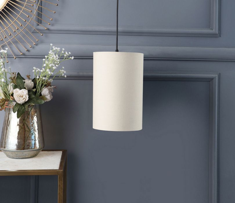 Hanging Cylinder Lamp Shade Decorative Light Lamp (Cream)