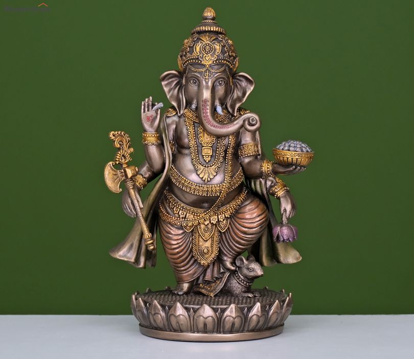 Standing Bronze Ganesh Ji Murti