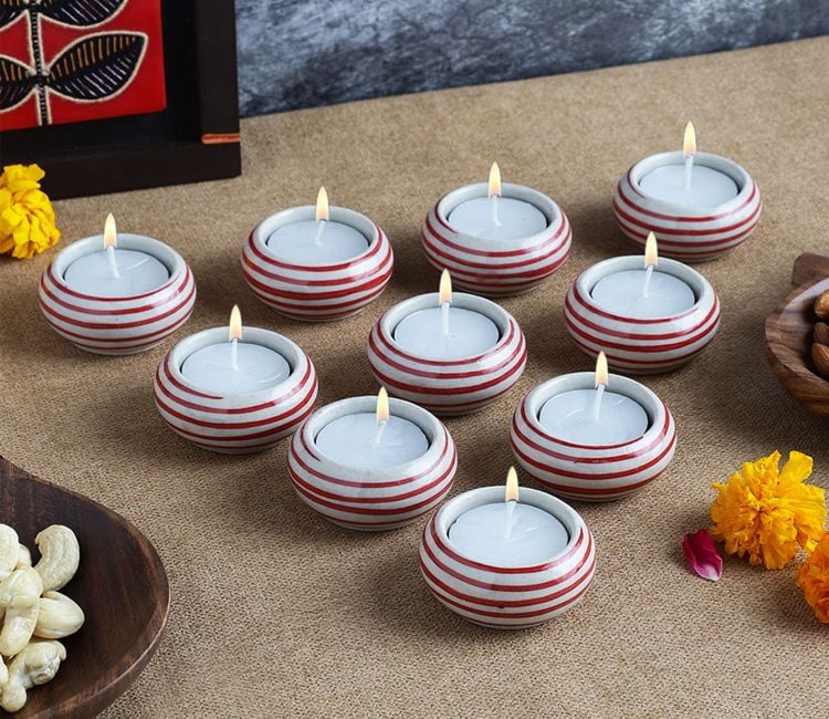 Buy Wood Candle Stand Online, buy festive decor items for diwali, Buy beautiful lighting stands online from WoodenStreet