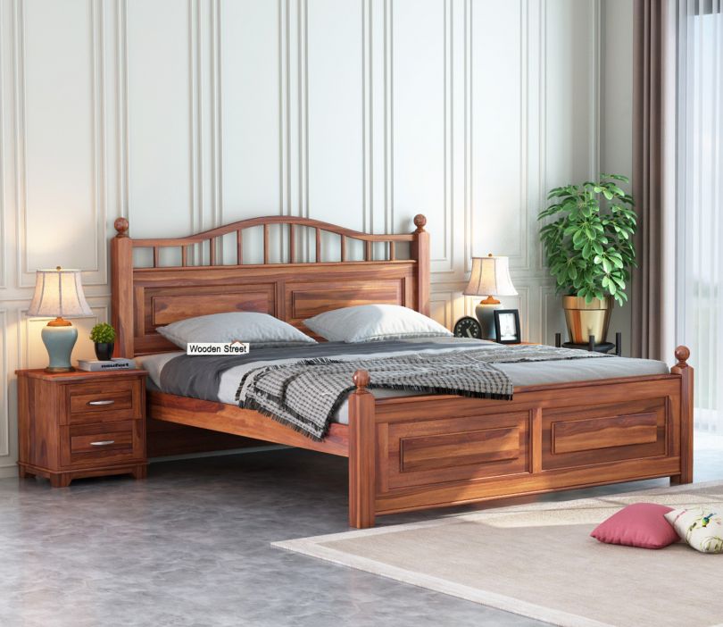 Madison Bed Without Storage (Queen Size, Honey Finish)