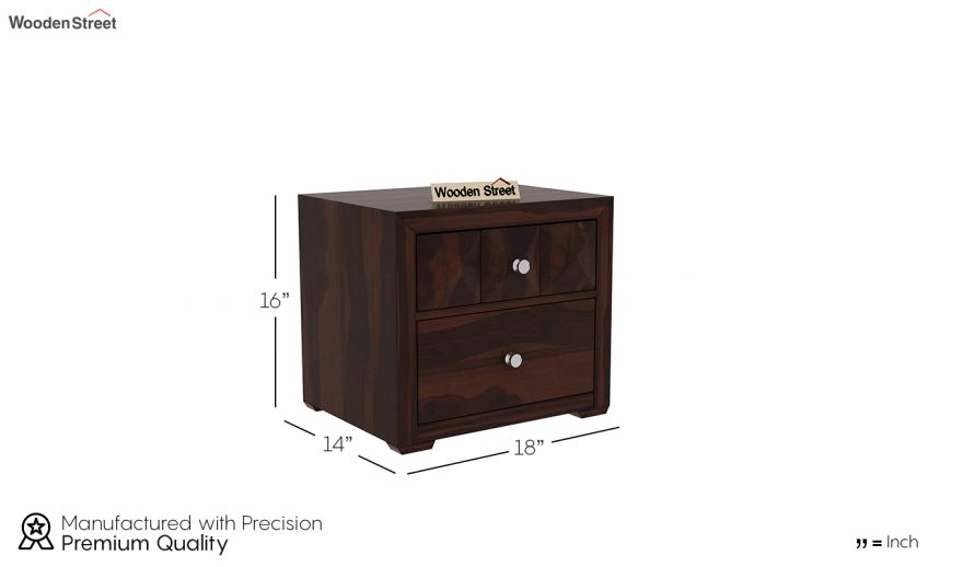 Morse Bedside Table Walnut Finish In India Wooden Street Morse Bedside Table Walnut Finish, What Is The Standard Size Of A Bedside Table