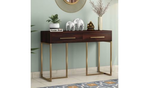 Jett Console Table Walnut Finish In India Wooden Street Jett Console Table Walnut Finish, Planters Console Table