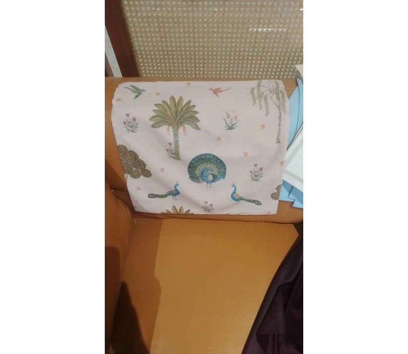 Peacock in Forest 16 x 16 Cotton Cushion Cover (Beige)