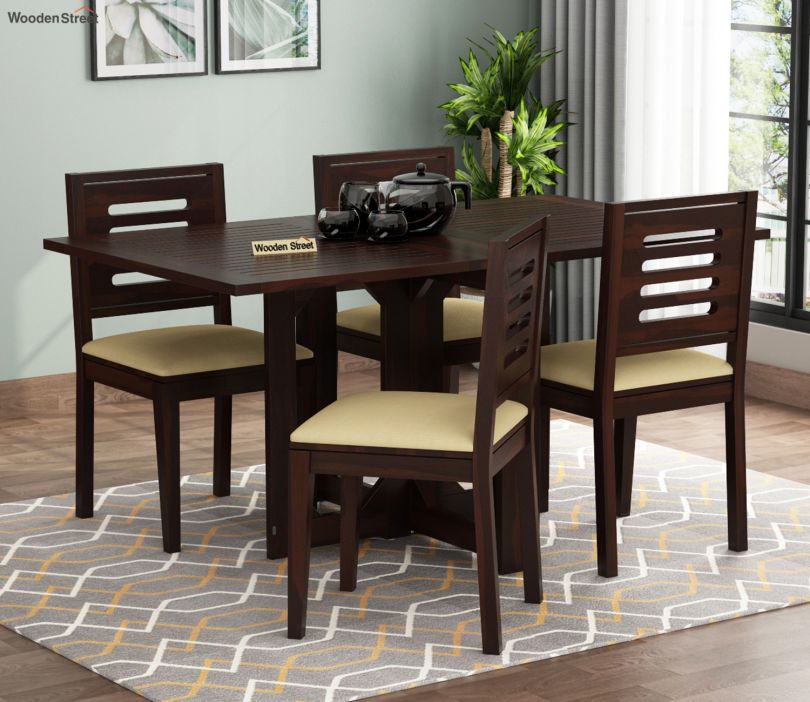 Paul 4 Seater Dining Set (Walnut Finish)