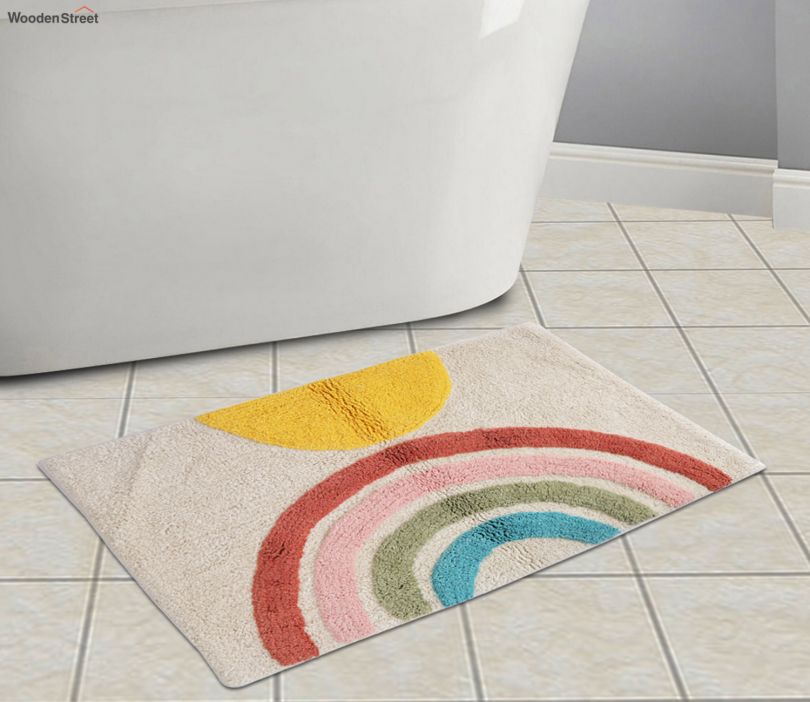 Bath Door Mat - Rainbow Cotton Bathroom Mat