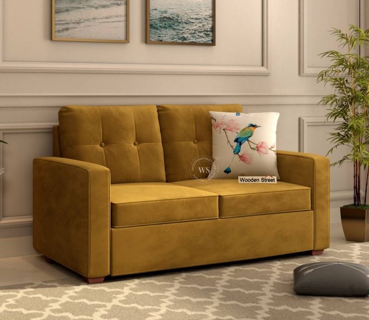 Nicolas 2 Seater Sofa (Velvet, Chestnut Brown)