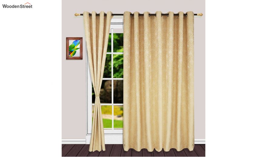 Fl Beige Premium Quality Striped Long Door Curtains With Brass Eyelets 108 X 54 Inch In India Wooden Street Brass Eyelets 108 X 54 Inch, 54 Inch Long Curtains