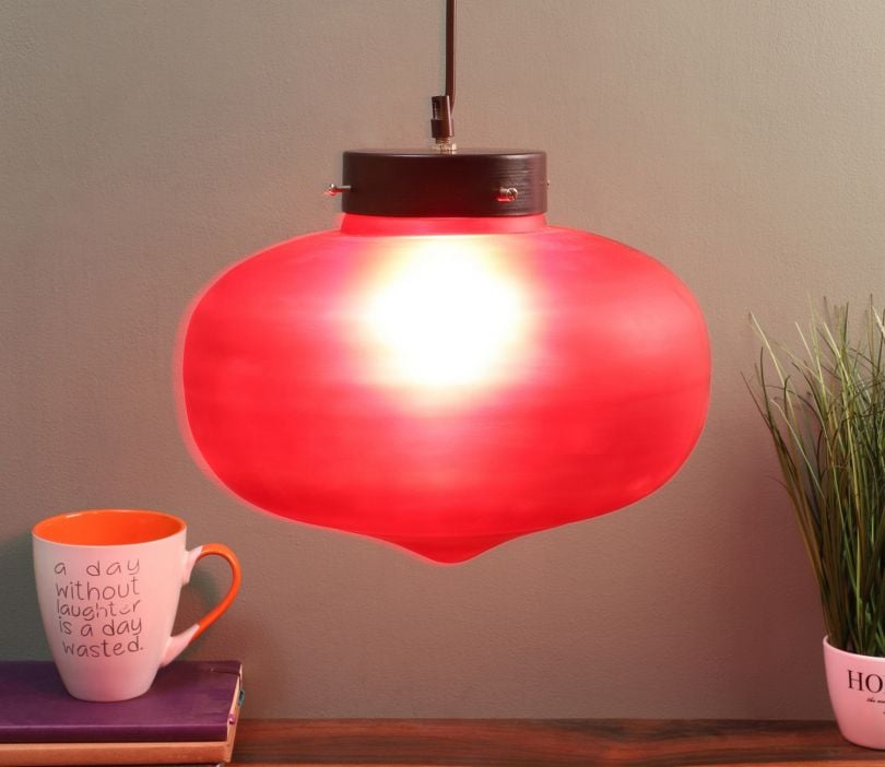 Red Glass Single Hanging Light Without Bulb