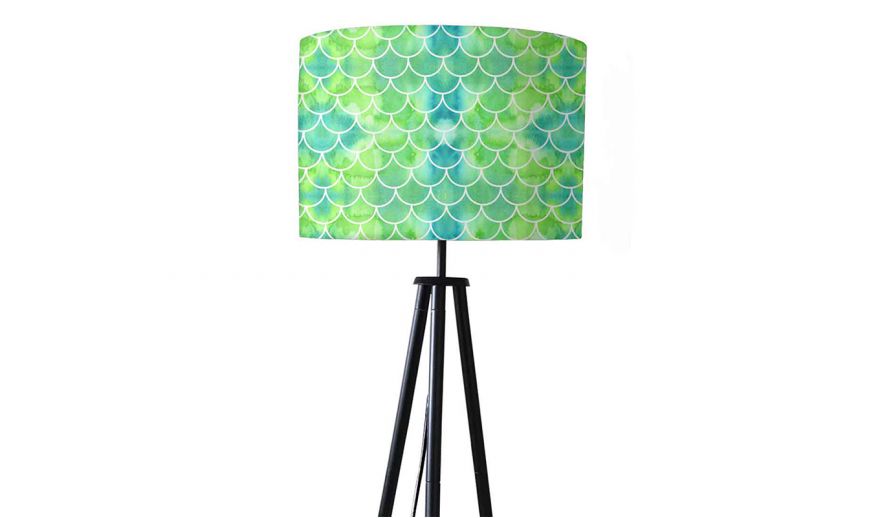 Green Mermaid Watercolor Tripod Floor Lamp In India Wooden Street Green Mermaid Watercolor Tripod, Mermaid Floor Lamp