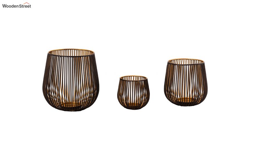 Buy Black And Gold Metal Candle Holders Set Of 3 Online In India Wooden Street