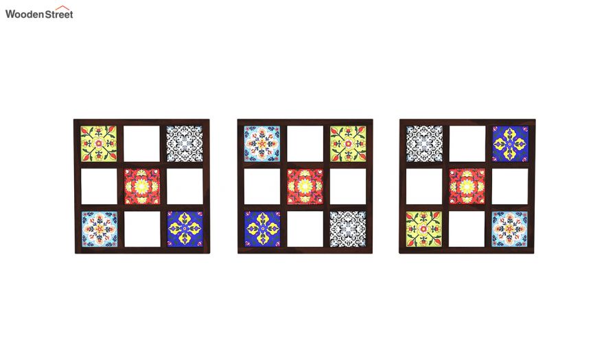 Bohemian Set of 3 Mirror with Frame (Walnut Finish)