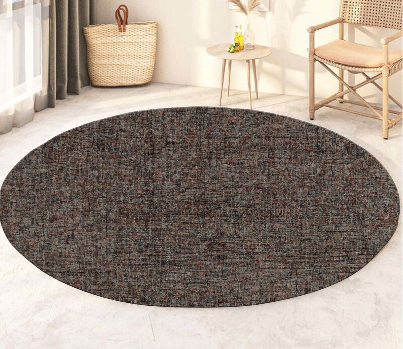 Classic Round Abstract Wool Hand Tufted Carpet (Red, 4 x 4)