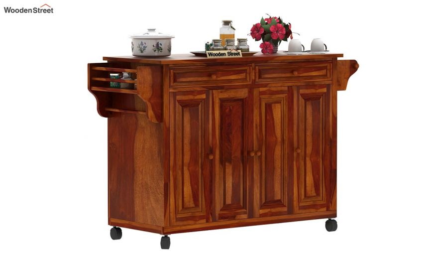 Buy Elsa Kitchen Island Honey Finish Online In India Wooden Street