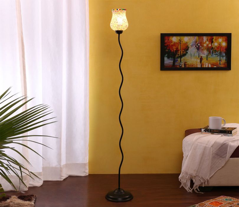 Mosaic Glass Floor Stand Lamp (Yellow)