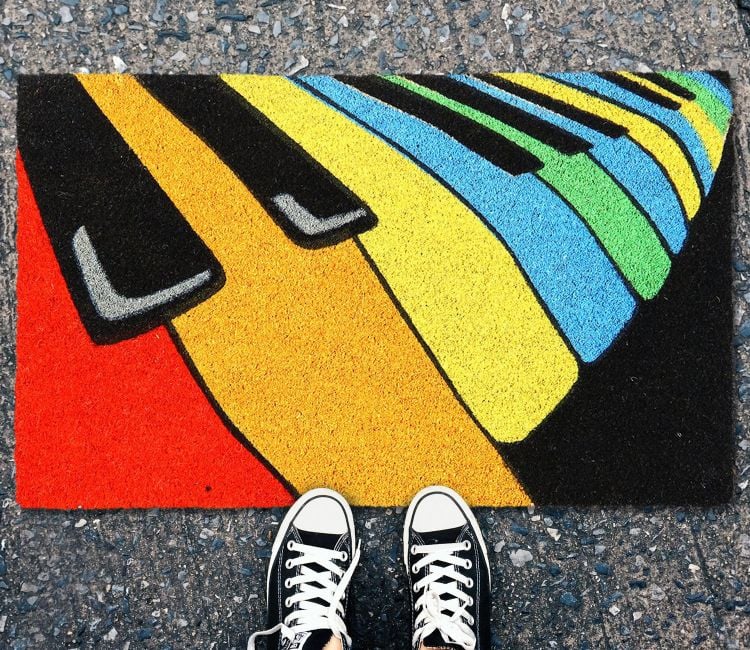 Abstract Door Mat - Colourful Piano Coir Entrance Mat