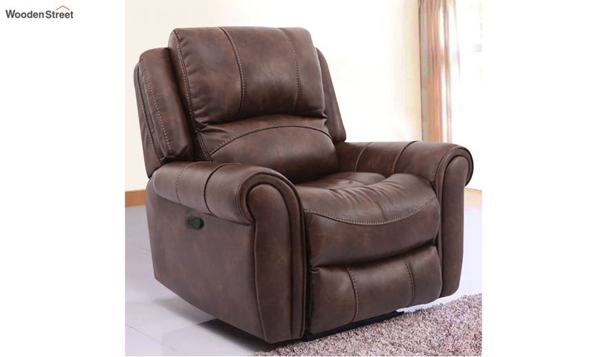 Ma Leatherette 1 Seater Recliner Sofa Brown In India Wooden Street 1 Seater Recliner Sofa Brown, 1 Seater Leather Sofa