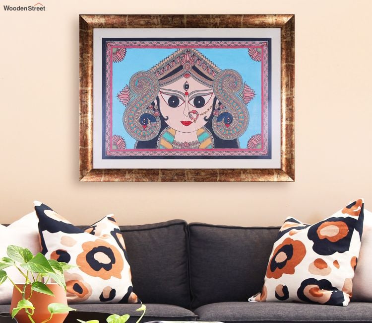 Mithila Painting Design - Handmade Devi Durga Madhubani Painting