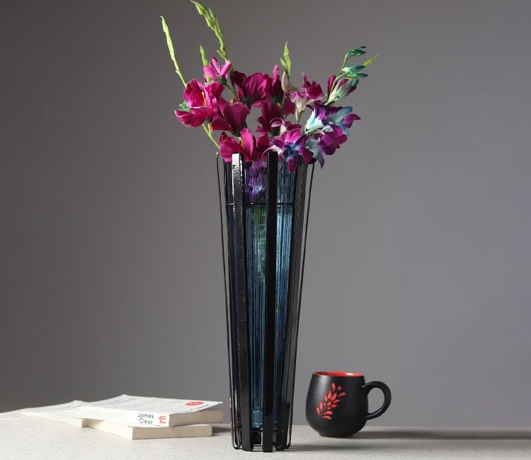 flower vases - Matt Gold Champagne Bottle Table Vase | Modern tall vases for living room