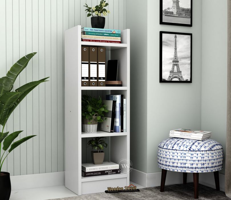 Front Image 1 - Fleming Engineered Wood Book Shelf With Open Storage (Frosty White Finish)