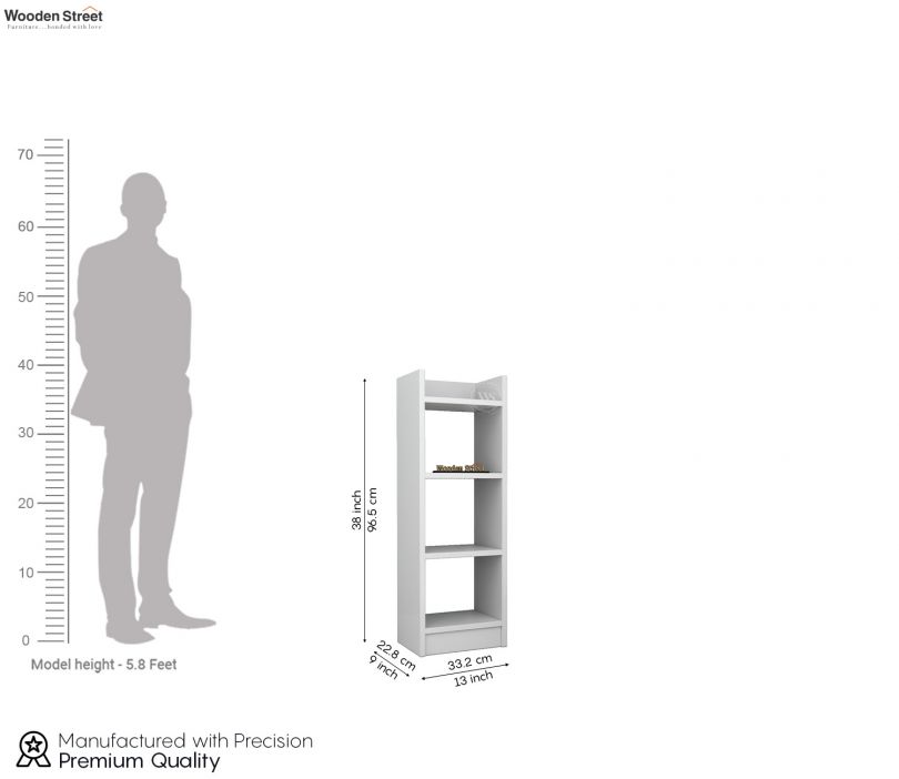 Dimension Image 1 - Fleming Engineered Wood Book Shelf With Open Storage (Frosty White Finish)