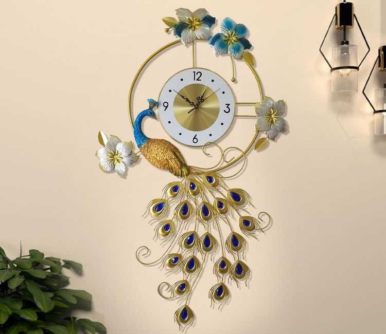 buy-peacock-wall-clock-online-upto-70-off-wooden-street
