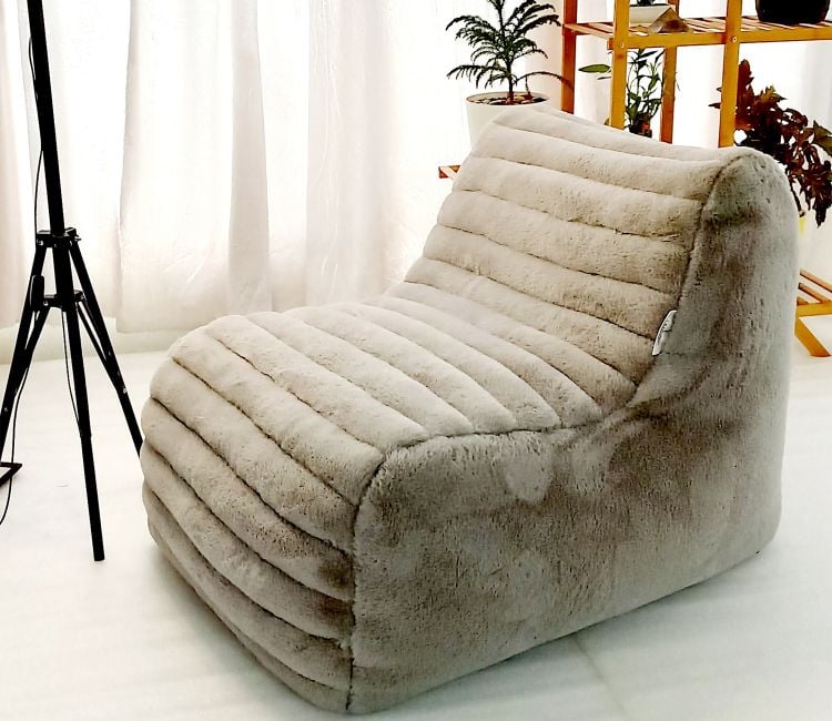 Fur Bean Bags Chairs For Adults - Couch Sofa Online in Grey Color XXXL