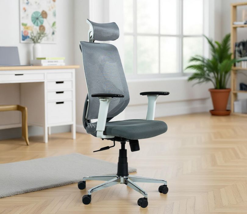 Front Image 1 - Pictor High Back Mesh Ergonomic Office Chair With Durable Nylon Base (Grey)