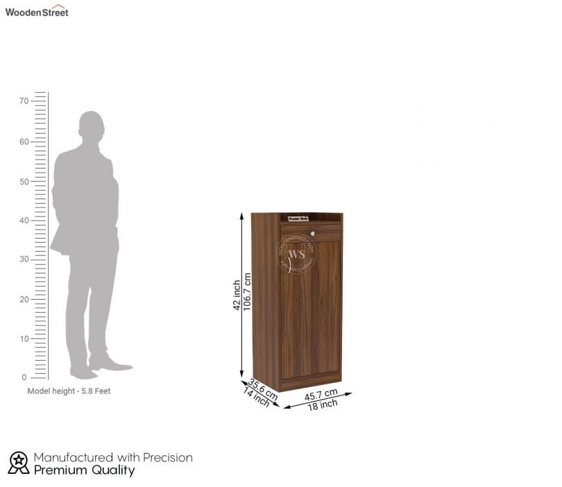 Dimension Image 1 - Walker Shoe Cabinet with Storage Drawer (Exotic Teak Finish)