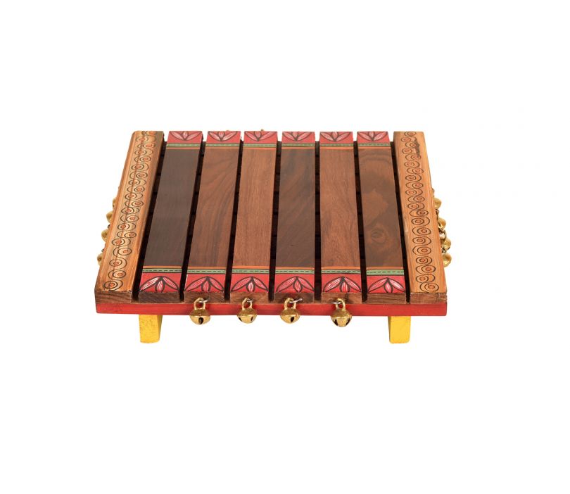WIDFOX Handcrafted Wooden Chowki Puja Asana Puja Peeta Made Form Pure Wood, Pooja Bajot Pooja Peeta Pidha Wooden Paat Chaurang For Home Or Temple