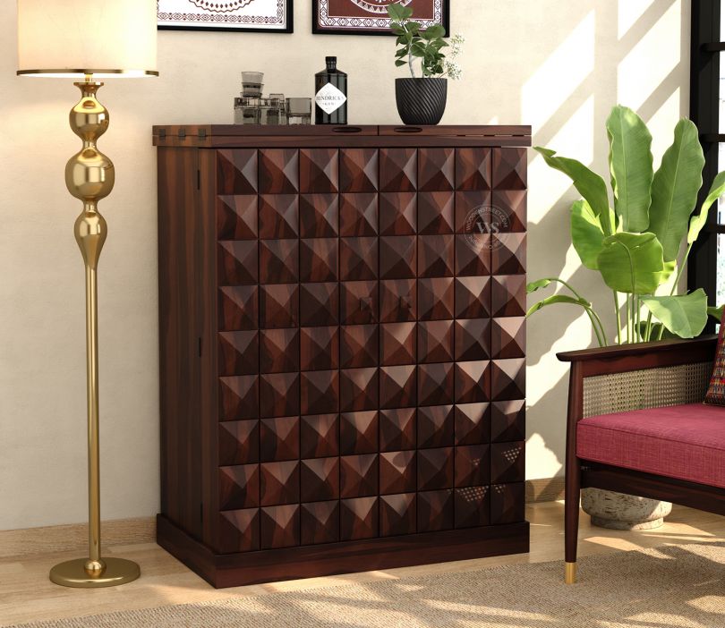 Front Image 1 - Auric Large Bar Cabinet (Walnut Finish)
