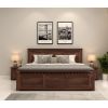 Product Image 1 - Adolph Compact Bed With Side Storage (King Size, Walnut Finish)