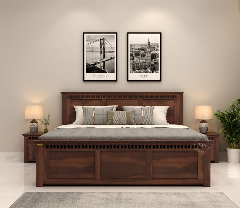 Product Image 1 - Adolph Compact Bed With Side Storage (King Size, Walnut Finish)
