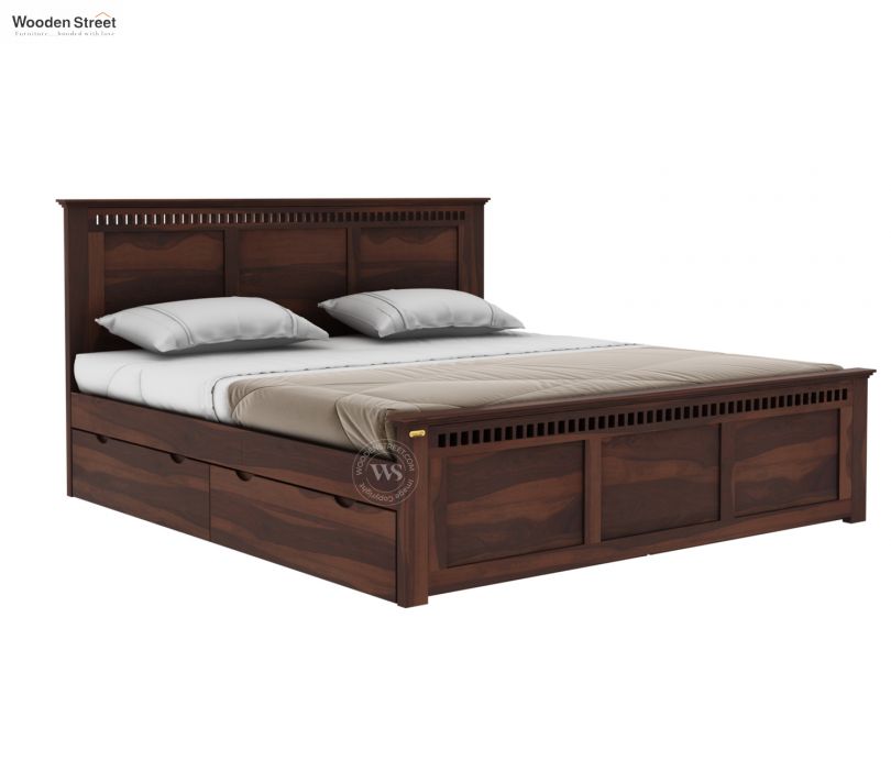 Product Image 4 - Adolph Compact Bed With Side Storage (King Size, Walnut Finish)