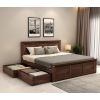 Front Image 1 - Adolph Compact Bed With Side Storage (King Size, Walnut Finish)