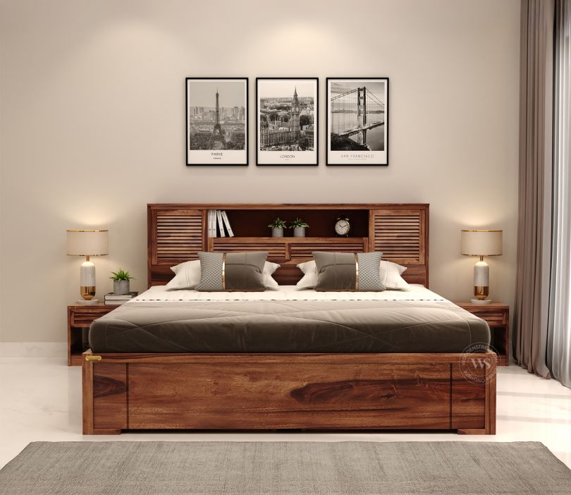 Product Image 1 - Ferguson Bed with 4 Drawer Storage (King Size, Honey Finish)