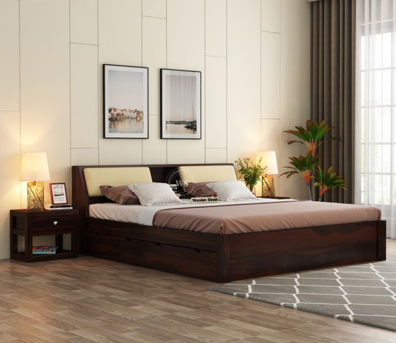 Buy Walken Sheesham Wood Bed with Full Drawer Storage (King Size ...
