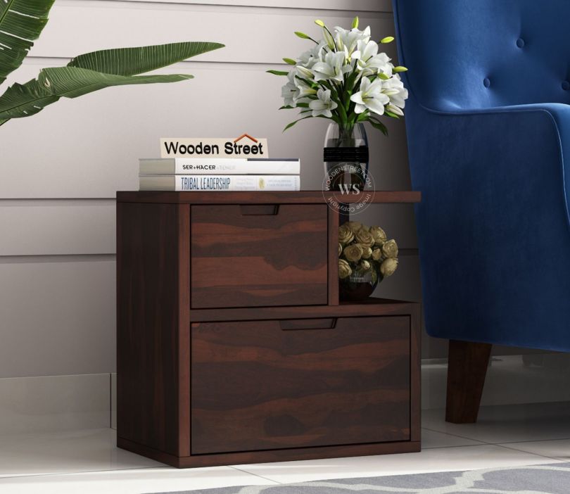 Front Image 1 - Adrian Bedside Table (Walnut Finish)