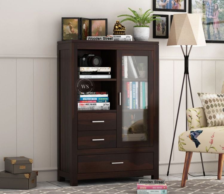 Pietro Book Case (Walnut Finish), buy latest design bookshelves online in india