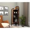 Front Image 1 - Tarika Sheesham Wood and Cane 4 Tier Corner Book Shelf (Walnut Finish)
