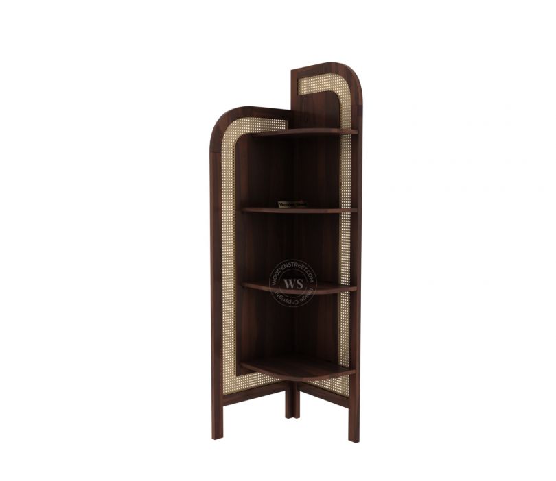 Product Image 4 - Tarika Sheesham Wood and Cane 4 Tier Corner Book Shelf (Walnut Finish)