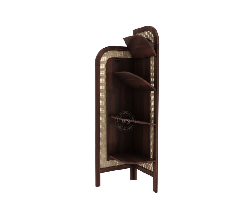 Product Image 9 - Tarika Sheesham Wood and Cane 4 Tier Corner Book Shelf (Walnut Finish)