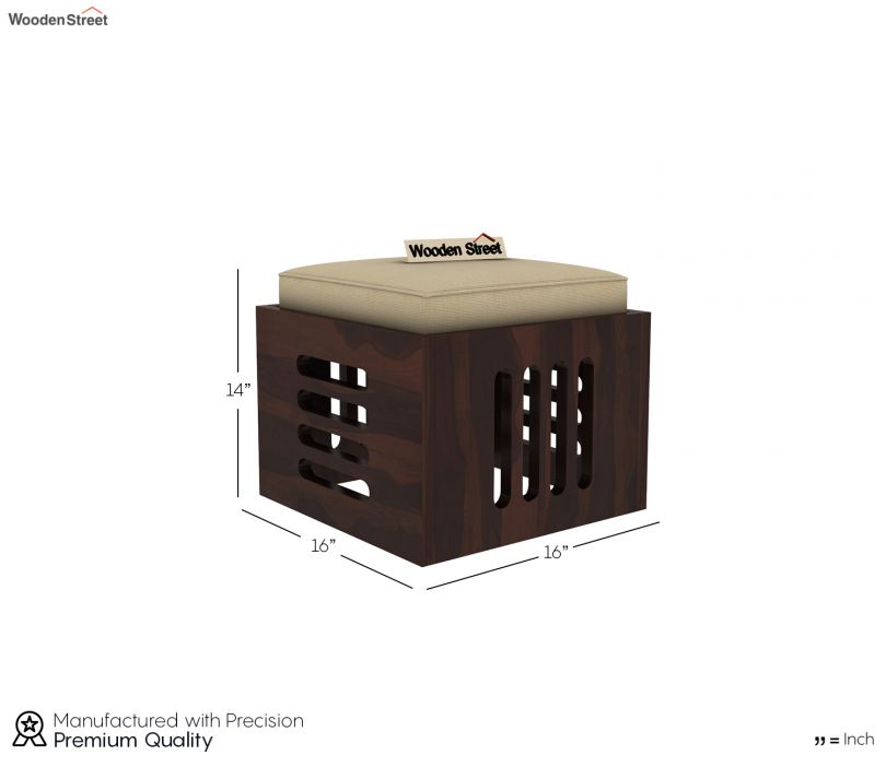 Dimension Image 2 - Petlin Sheesham Wood Coffee Table with 4 Seating Stools (Walnut Finish)