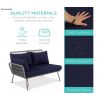 Product Image 2 - Grey Detachable L Shaped Rope Outdoor Sofa with Table and Dark Blue Cushion Set