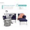 Product Image 1 - Grey Detachable L Shaped Rope Outdoor Sofa with Table and Dark Blue Cushion Set