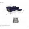 Dimension Image 1 - Grey Detachable L Shaped Rope Outdoor Sofa with Table and Dark Blue Cushion Set