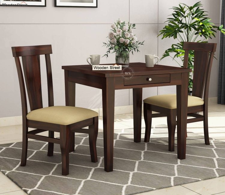 Sheesham wood 2 Seater Dining Table Set in Walnut Finish (Square)