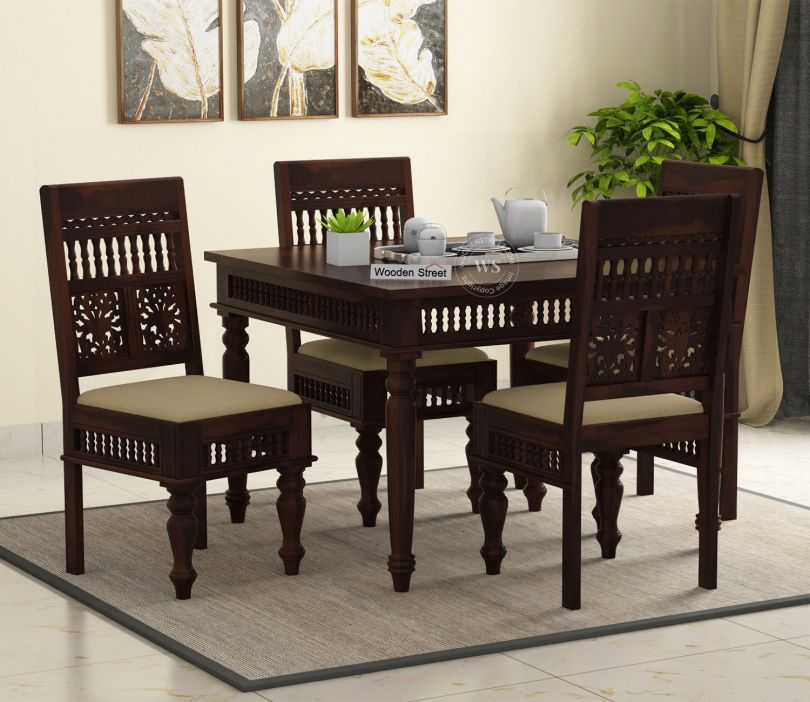 Front Image 1 - Alanis 4 Seater Dining Set (Walnut Finish)