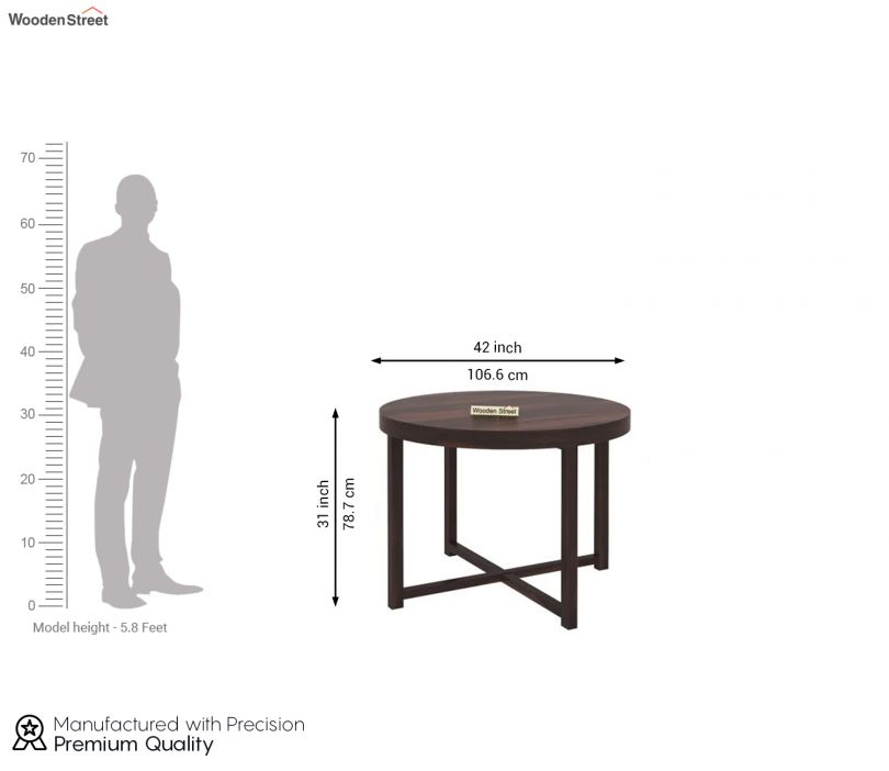 Dimension Image 1 - Alvan 4 Seater Round Dining Set (Walnut Finish)